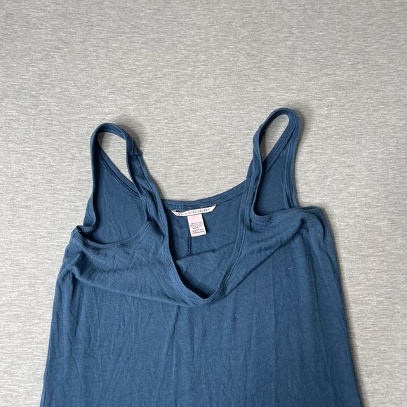 Victoria’s Secret Midnight Sea Blue Ribbed Modal Long Slip Dress - Picture 7 of 12